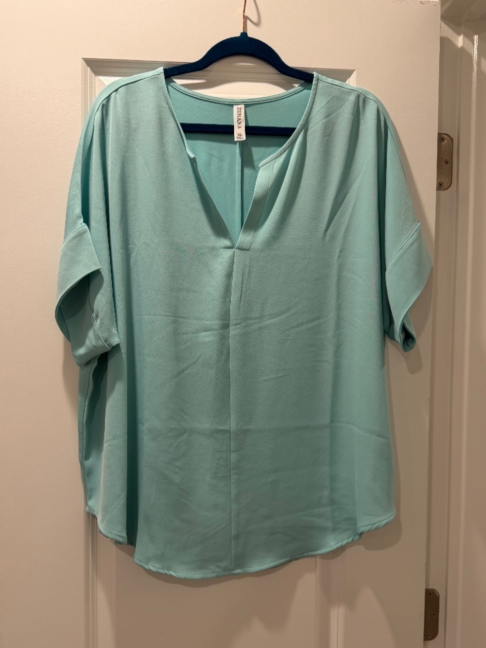 Aqua Oversized V-Neck Blouse